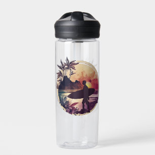 Bouteille D'eau Plage Sunset Surfer Rétro