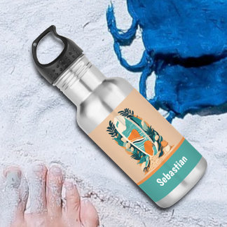Bouteille D'eau Plage tropicale Abstraite Rétro Surf pour Ados