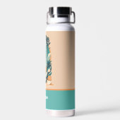 Bouteille D'eau Plage tropicale Abstraite Rétro Surfboard (Arrière)