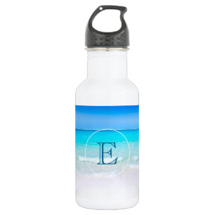 Bouteille D'eau Plage tropicale avec un Monogramme de mer turquois