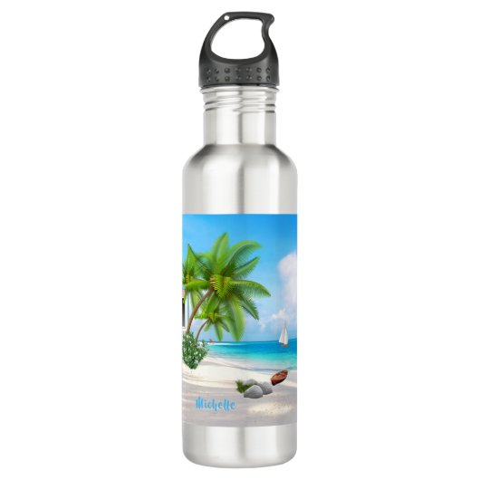 Bouteille D'eau Plage tropicale personnalisée (Devant)