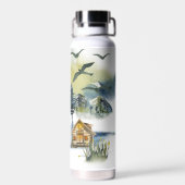 Bouteille D'eau Plan forestier de l'aquarelle (Arrière)