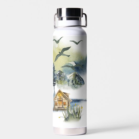 Bouteille D'eau Plan forestier de l'aquarelle (Arrière)