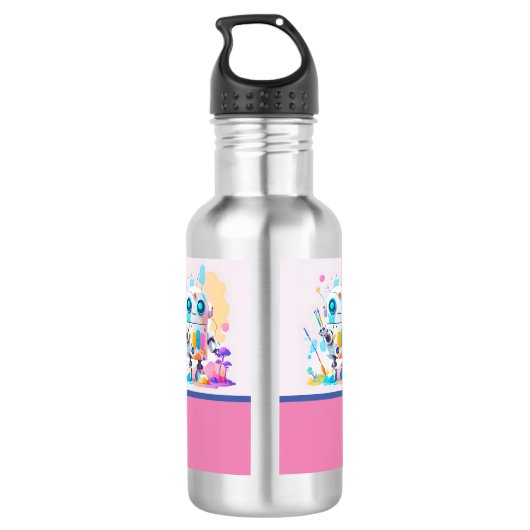 Bouteille D'eau Plat Fun Messy Robot Peinture Splashes (Dos)