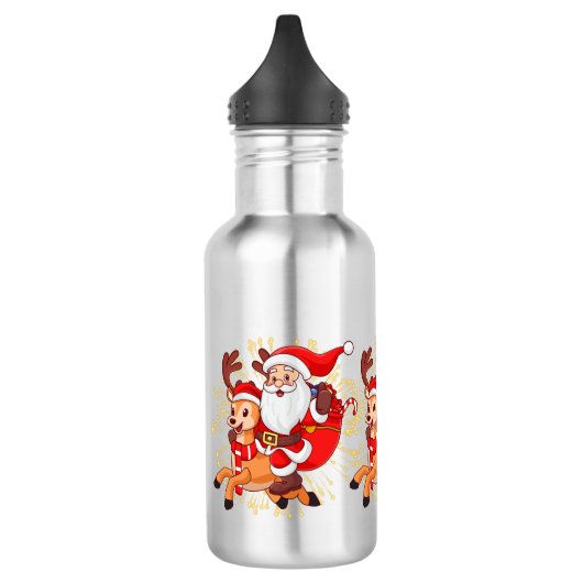 Bouteille D'eau **"Playful Santa Claus Design – Fun and Festive Ch (Gauche)