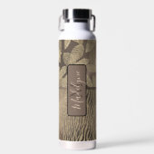 Bouteille D'eau Plumes chic avec Zèbre Imprimer Monogramme Eau (Avant)