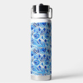 Bouteille D'eau Plumes de paon bleu blanc (Arrière)