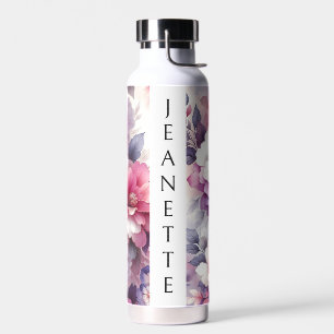 Bouteille D'eau Plutôt rose et violet Floral Personnalisé