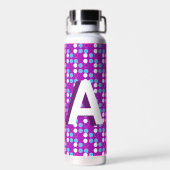 Bouteille D'eau Points à motifs pourpres Monogramme personnalisé p (Arrière)