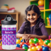 Bouteille D'eau Points à motifs pourpres Monogramme personnalisé p