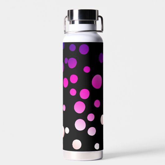 Bouteille D'eau Points De Néon Sur Noir (Arrière)