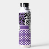 Bouteille D'eau Points girly et imprimé animaux monogramme (Gauche)
