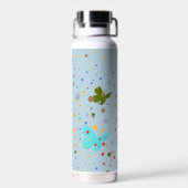 Bouteille D'eau Points modernes et papillon bleu clair (Arrière)
