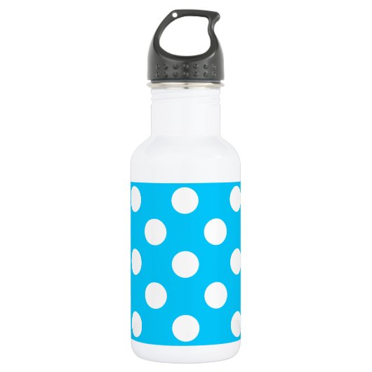 Bouteille D'eau Pois blancs sur bleu électrique (Devant)