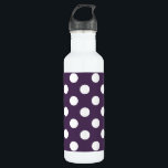 Bouteille D'eau Pois blancs sur prune violette<br><div class="desc">Pois blancs sur prune violette</div>