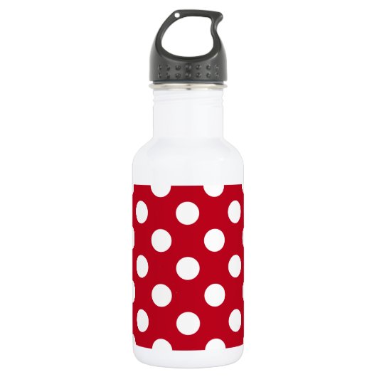 Bouteille D'eau Pois blancs sur rouge (Devant)