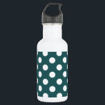 Bouteille D'eau Pois blancs sur turquoise<br><div class="desc">Pois blancs sur turquoise</div>