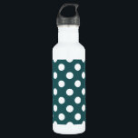 Bouteille D'eau Pois blancs sur turquoise<br><div class="desc">Pois blancs sur turquoise</div>