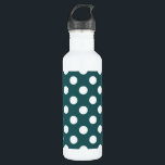 Bouteille D'eau Pois blancs sur turquoise<br><div class="desc">Pois blancs sur turquoise</div>