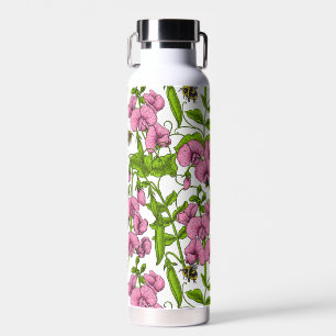Bouteille D'eau Pois doux et bourdons, rose, vert et blanc