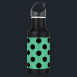 Bouteille D'eau Pois noirs sur vert menthe<br><div class="desc">Pois noirs sur vert menthe</div>