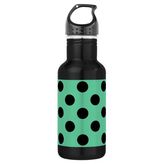Bouteille D'eau Pois noirs sur vert menthe (Devant)