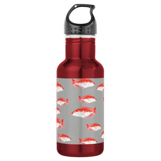 Bouteille D'eau Poisson rouge et gris (Devant)