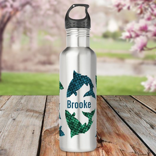 Bouteille D'eau Poisson Vert Et Poisson Bleu Personnalisé