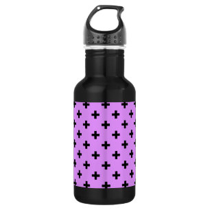 Bouteille D'eau Polka noire croise sur lilas