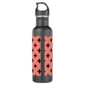 Bouteille D'eau Polka noire croise sur pêche (Dos)