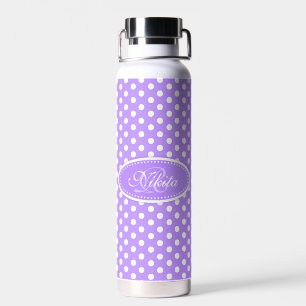 Bouteille D'eau Polka point violet blanc