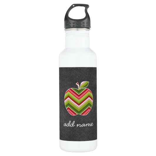 Bouteille D'eau Pomme d'enseignant personnalisé - Motif Chevron ve (Devant)