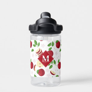 Bouteille D'eau Pommes rouges, fleurs et Motif de verdure