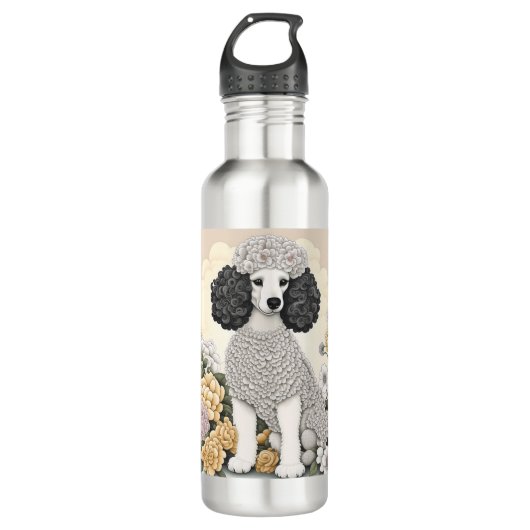 Bouteille D'eau Poodle en Fleurs Whimsical (Devant)