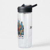 Bouteille D'eau Pop art Comic Book Chicago Skyline Personnalisé (Gauche)