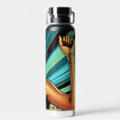 Bouteille D'eau Pop Art Woman dans les casques danser (Arrière)