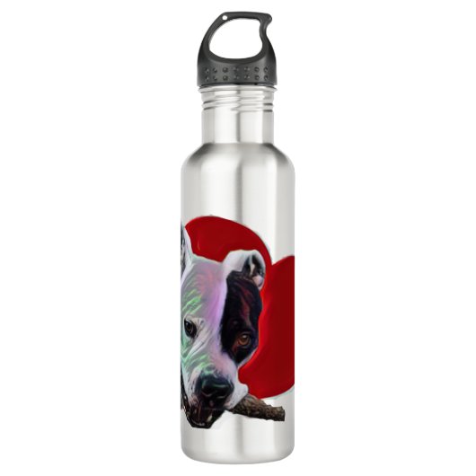 Bouteille D'eau PopArt Colorful Staffordshire Pit Bull Love (Devant)