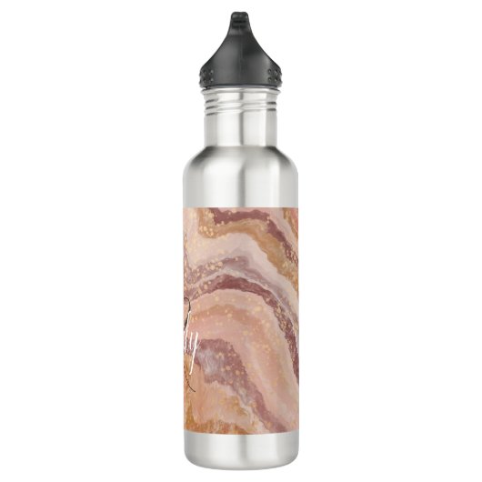 Bouteille D'eau Porte en grès rose Marbre Nom Abstrait Monogramme (Droite)