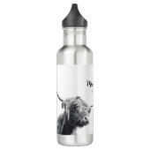 Bouteille D'eau Portrait de vache Highland premier monogramme noir (Gauche)