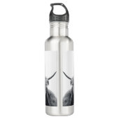 Bouteille D'eau Portrait de vache Highland premier monogramme noir (Dos)