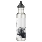 Bouteille D'eau Portrait de vache Highland premier monogramme noir (Droite)