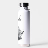 Bouteille D'eau Portrait de vache Highland premier monogramme noir (Gauche)