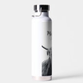 Bouteille D'eau Portrait de vache Highland premier monogramme noir (Plage)
