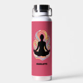 Bouteille D'eau Pose de yoga tourbillons nom rose (Arrière)