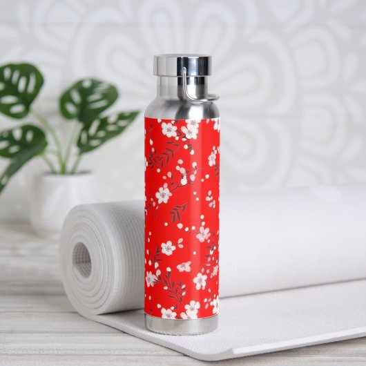 Bouteille D'eau Positions blanches en rouge (Yoga)