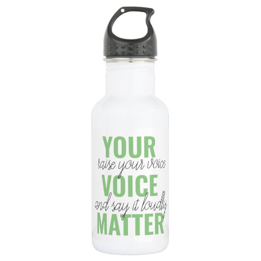 Bouteille D'eau Positive Green Your Voice Matter Motivation Citati (Devant)