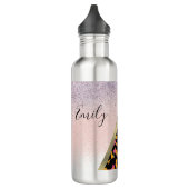 Bouteille D'eau Poster de animal Sparkle Nom monogrammé (Gauche)
