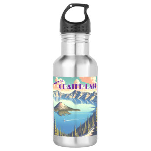Bouteille D'eau Poster vintage du lac Crater