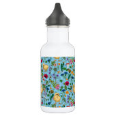 Bouteille D'eau Poulets et fleurs sauvages sur le bleu bébé (Gauche)