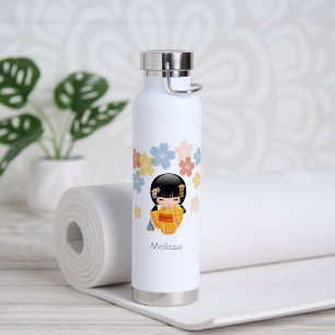 Bouteille D'eau Poupée Kokeshi d'été - Fille Geisha en Kimono Jaun